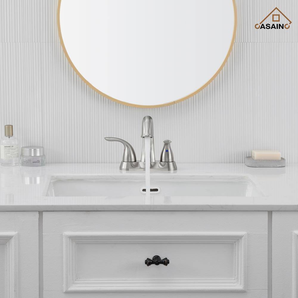Brushed Nickel 2-Handle Centerset Bathroom Faucet with Pop-Up Drain