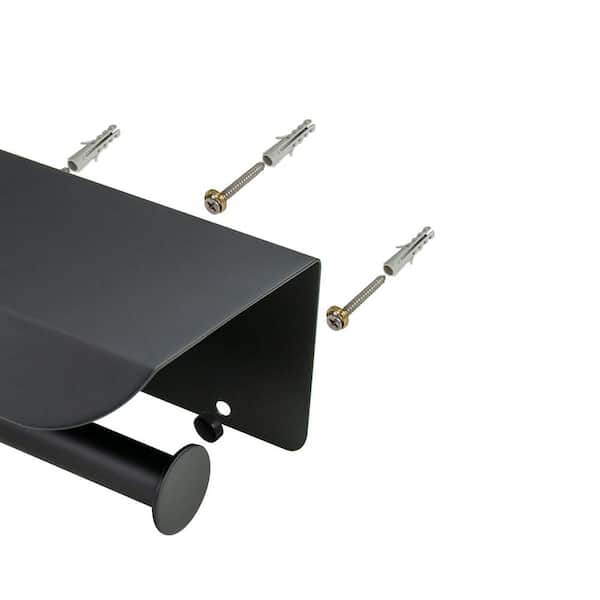 Maddox Wall-Mount Toilet Paper Holder with Shelf in Black
