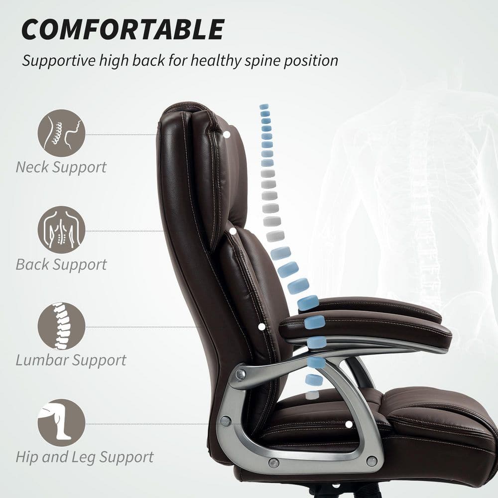 Homcom - Executive Office Chair, 400LBS Big and Tall Office Chair with Foot Rest, Microfiber Computer Desk Chair - Thumbnail 4