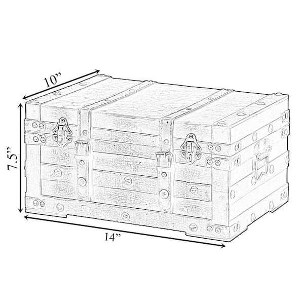 Vintiquewise 11.5 in. x 6.5 in. x 5 in. Wooden Faux Leather Treasure Chest  QI003016 - The Home Depot