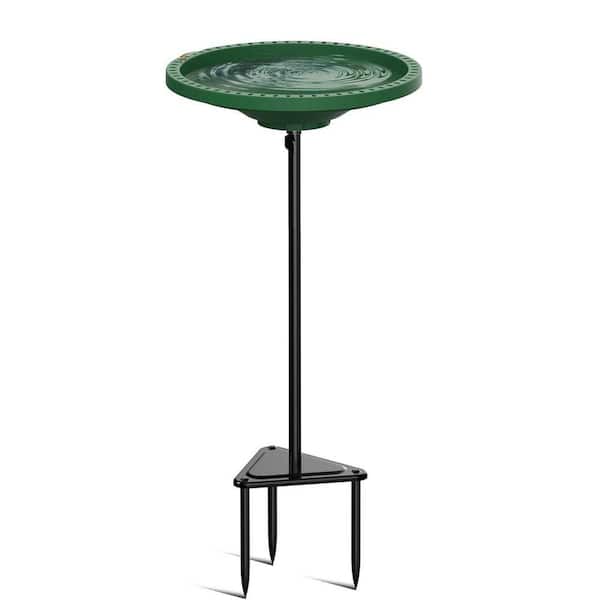 Outdoor Detachable Bird Bath: Heavy-Duty Freestanding Circle Bowl with Metal Stake Stand - Spa & Birdfeeder, Green
