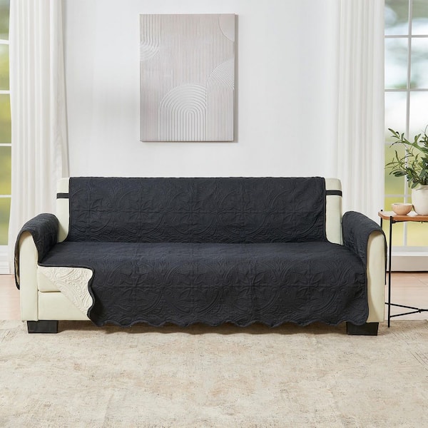Black / Taupe Reversible Microfiber Sofa Furniture Protector