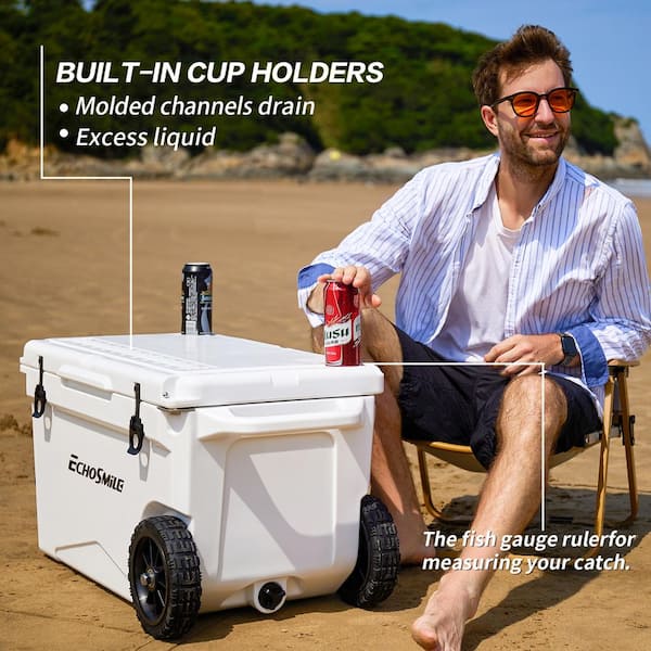 ITOPFOX 60 qt. Outdoor White Insulated Box, Chest Cooler with
