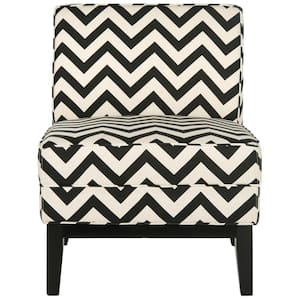 Armand Black and White Zig Zag Linen/Cotton Accent Chair