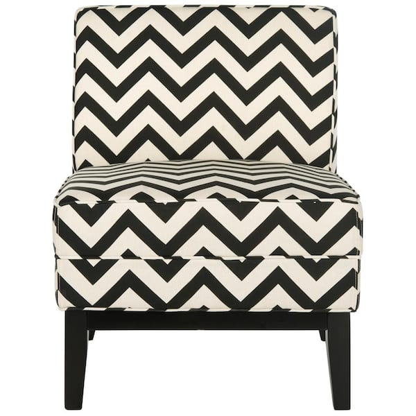 SAFAVIEH Armand Black and White Zig Zag Linen/Cotton Accent Chair
