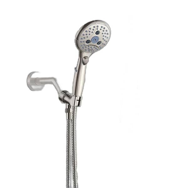 Unbranded Handheld Shower Head with On/Off Pause Switch 7-Spray Wall Mount Handheld Shower Head 1.75 GPM in ‎Brushed Nickel