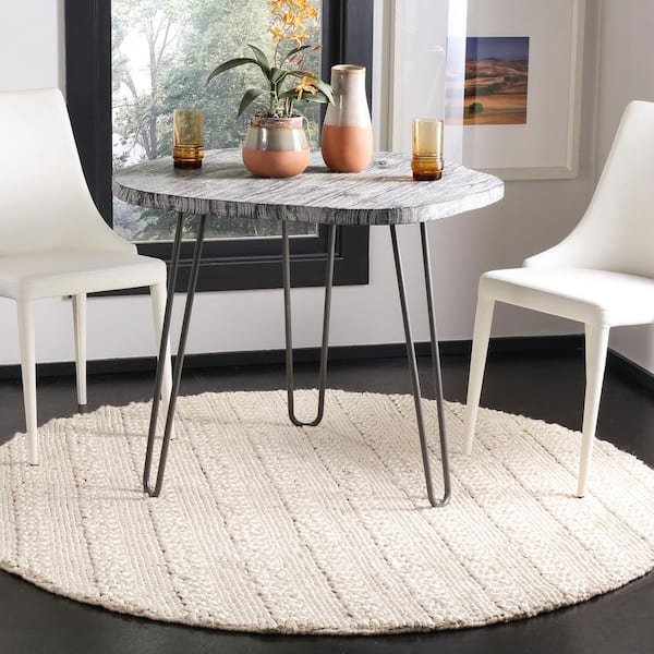 Natural Fiber 9 ft. x 9 ft. Round Bleach Solid Color Area Rug