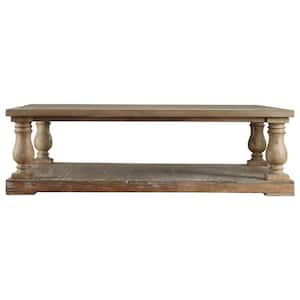 Malvern 60 in. Light Distressed Natural Large Rectangle Wood Coffee Table