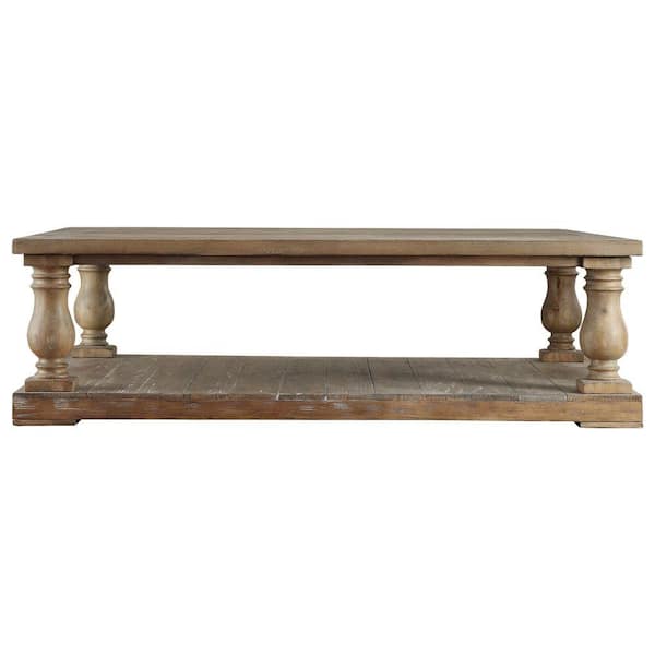 HomeSullivan Malvern 60 in. Light Distressed Natural Large Rectangle Wood Coffee Table