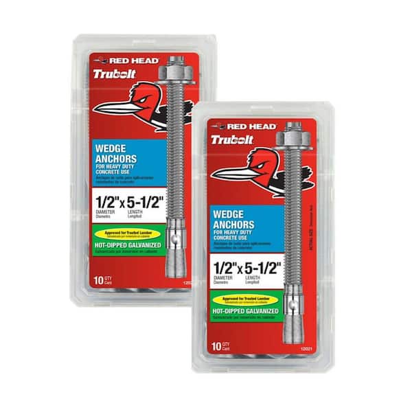 1/2 in. x 5-1/2 in. Hot-Dipped Galvanized Steel Hex-Nut-Head Concrete Wedge Anchors Combo Kit Includes 2 (10-Pack)