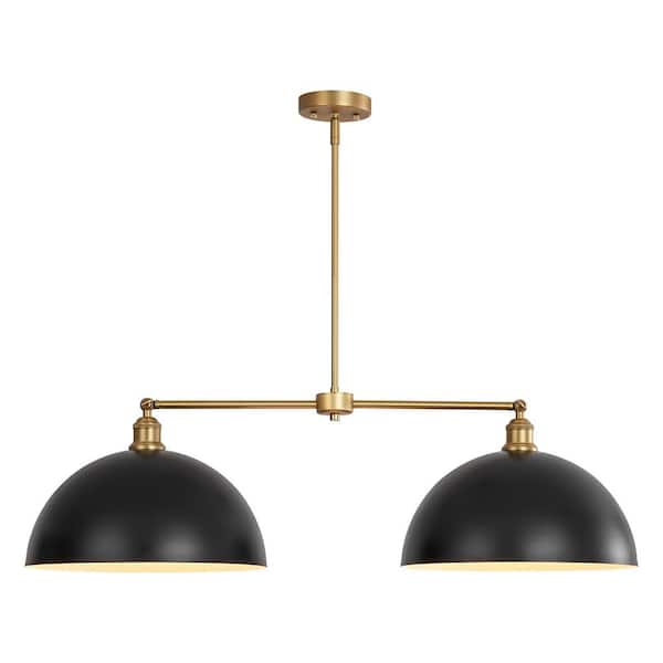 Casey Contemporary 2-Light Black Dome Metal Shade Kitchen Island Pendant Light