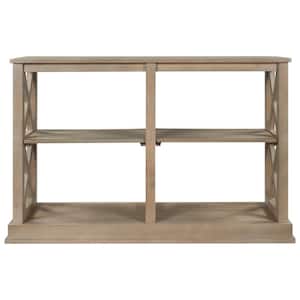 White Wash 46.5 in. Rectangle Console Table with 3-Tier Open Shelves and X-Design Wood Narrow Entry Side Table