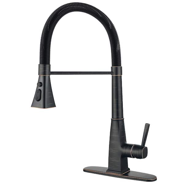 20 in. Single Handle Pull Down Sprayer Kitchen Faucet with 3-Mode Spray 360° Spout Swivel in Oil Rubbed Bronze