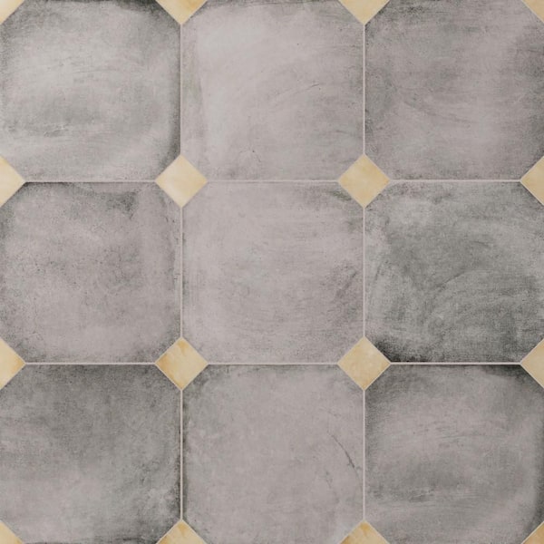 Laverton Octagon Gris with Taco Beige 8 in. x 8 in. Porcelain Floor and Wall Tile (22.5 sq. ft. /Case)
