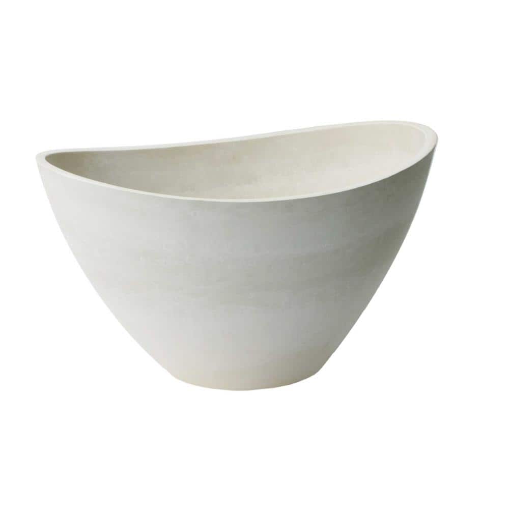 Valencia Whitestone Medium Oval Planter with Drainage Holes