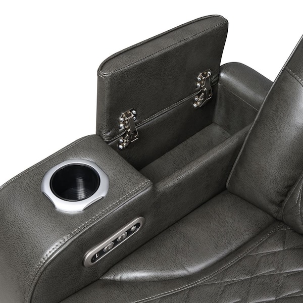 Acme Furniture Birch 84 in. Pillow Top Arm Faux Leather Rectangle