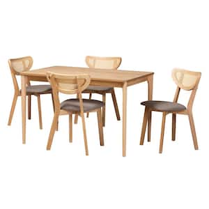 Dannell Grey and Natural Oak 5-Piece Dining Set