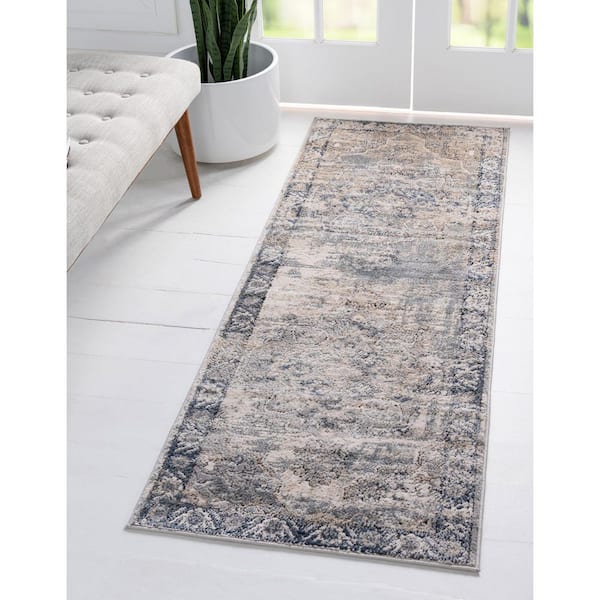 Portland Collection Area Rug - Canby (2 ft.  x 12 ft. Runner Gray/Blue)