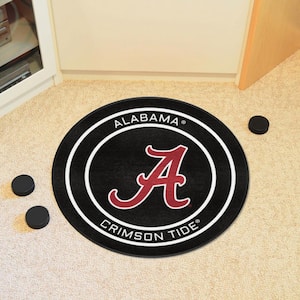 Alabama Black 2 ft. Round Hockey Puck Accent Rug
