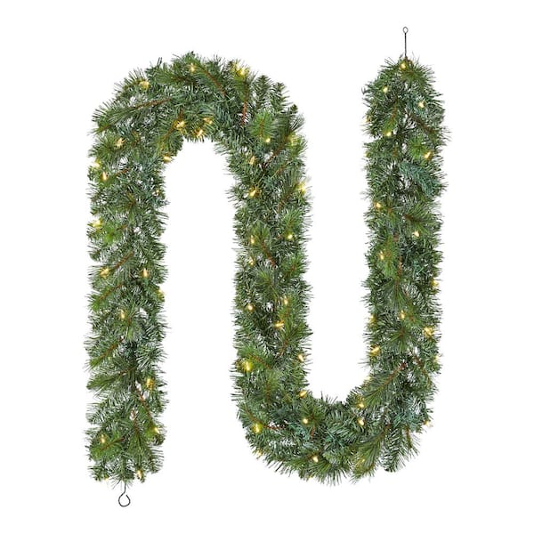 9 ft. Wesley Long Needle Pine LED Pre-Lit Artificial Christmas Garland