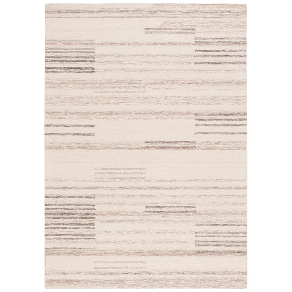 Metro 8 ft. x 10 ft. Ivory/Brown Abstract Striped Area Rug