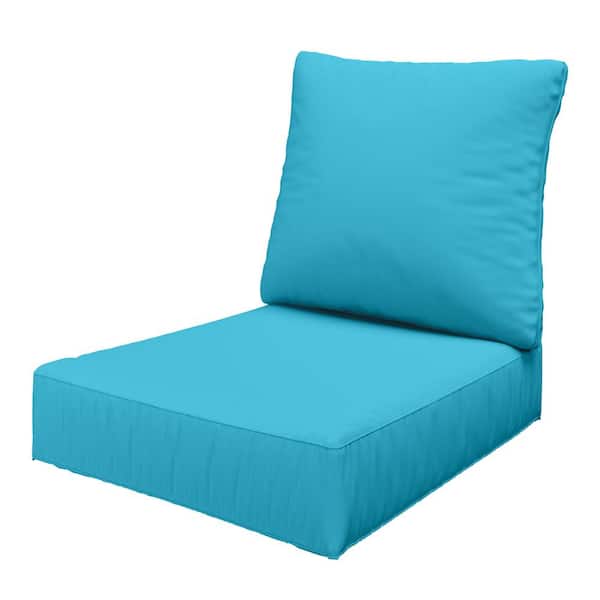 Kimunuk 24 in. x 24 in. x 6.5 in. Outdoor Repacement Deep Seating Lounge Chair Cushion with Backrest Lake