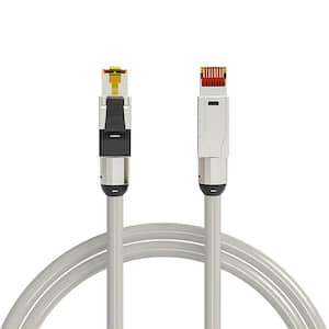 100 ft. White Cat 8 CMR 22 AWG Ethernet Patch Cable 2000MHz 40GB Individual Electro-Magnetic Tinned Copper Braid Shield