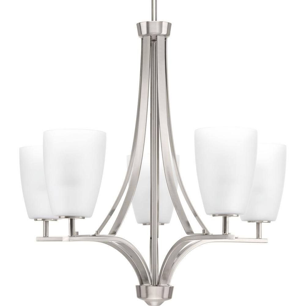 Leap Brushed Nickel 5-Light Chandelier with Glass Shades