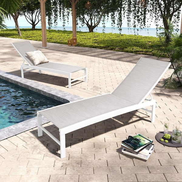 Pellebant 2-Piece Aluminum Adjustable Outdoor Chaise Lounge