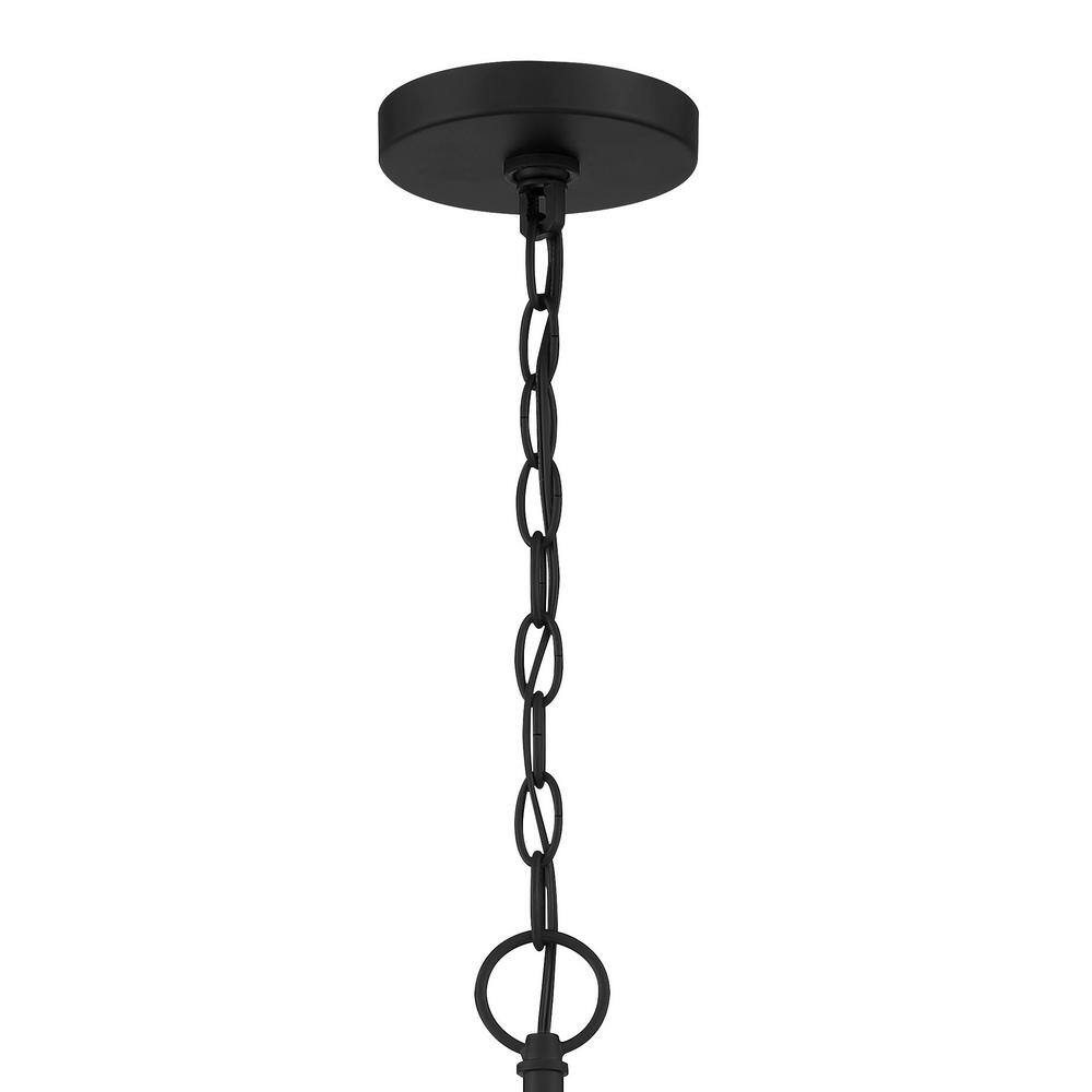 Mini Coal Black 5-Light Chandelier with Etched Glass Shade