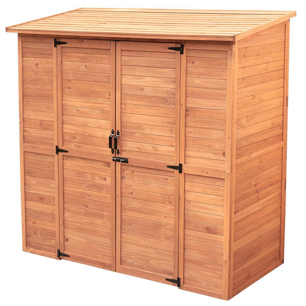 Leisure Season 6 ft. Medium Brown Solid Wood Outdoor Storage Shed with Shelving