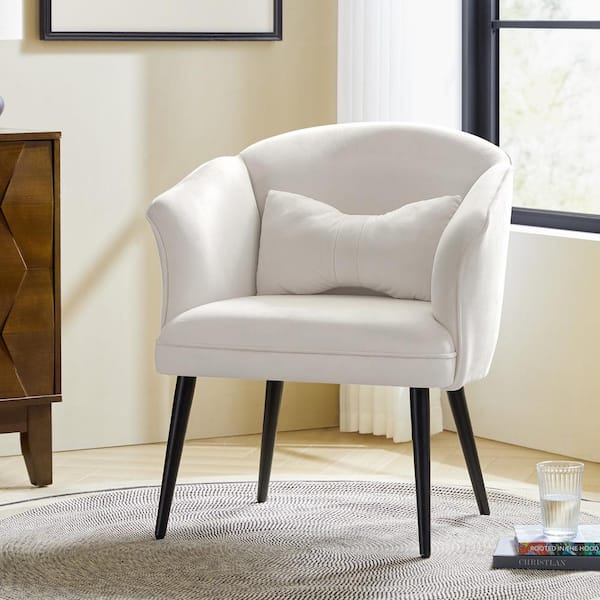 JAYDEN CREATION Richard Ivory 26.5 in. W Wingback Chair Modern Accent Chair with Metal Legs