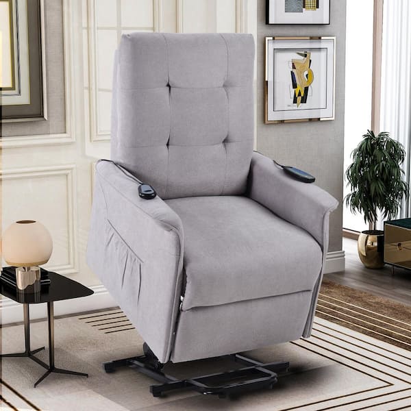 Merax Light Gray Fabric Standard (No Motion) Recliner with Remote Control