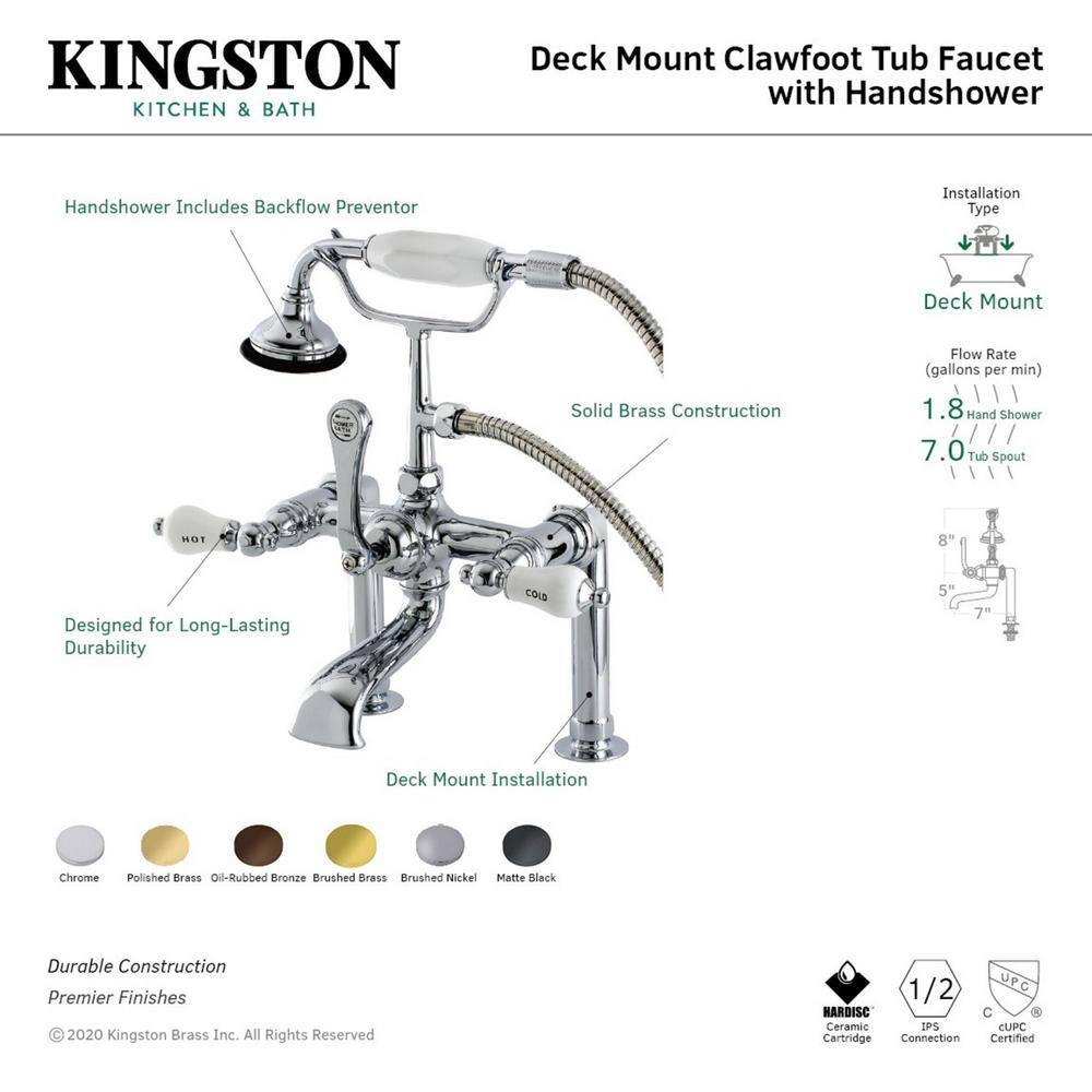 Matte Black Brass Clawfoot Tub Faucet with Hand Shower