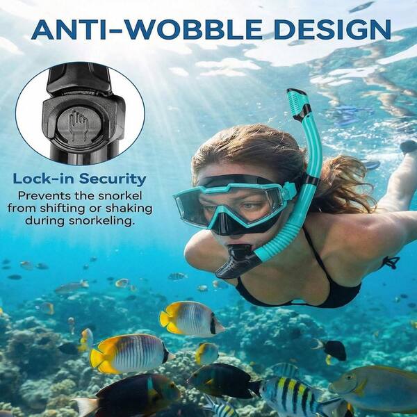 Green 180° Panoramic Adult Snorkel Mask Anti-Fog Anti-Leak Dry Top