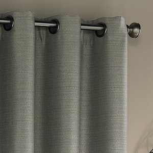 Bryson Thermaweave  Grey Solid Polyester 100 in. W x 84 in. L Room Darkening Single Grommet Top Curtain Panel