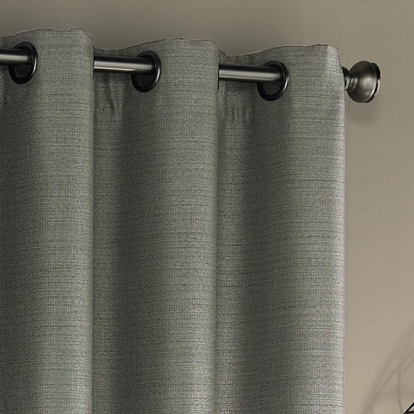 Bryson Thermaweave Grey Solid Polyester 100 in. W x 84 in. L Room Darkening Single Grommet Top Curtain Panel