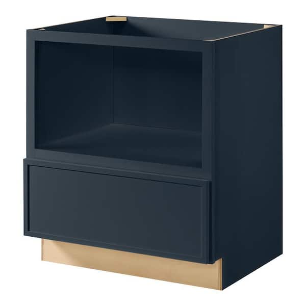 Leyton 30 in. W x 24 in. D x 34.5 in. H Ready to Assemble Plywood Slim Shaker Microwave Base Kitchen Cabinet in Ink Blue