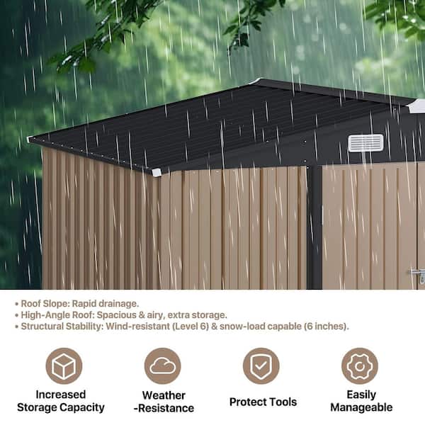 Sizzim 8 ft. W x 6 ft. D Metal Storage Shed with Metal Frame Floor