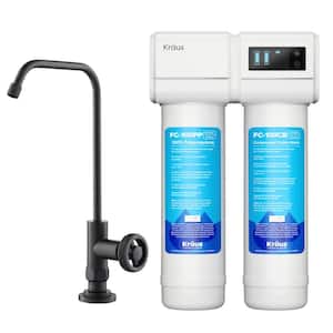 Purita 2-Stage Under-Sink Filtration System with Urbix Single Handle Drinking Water Filter Faucet in Matte Black