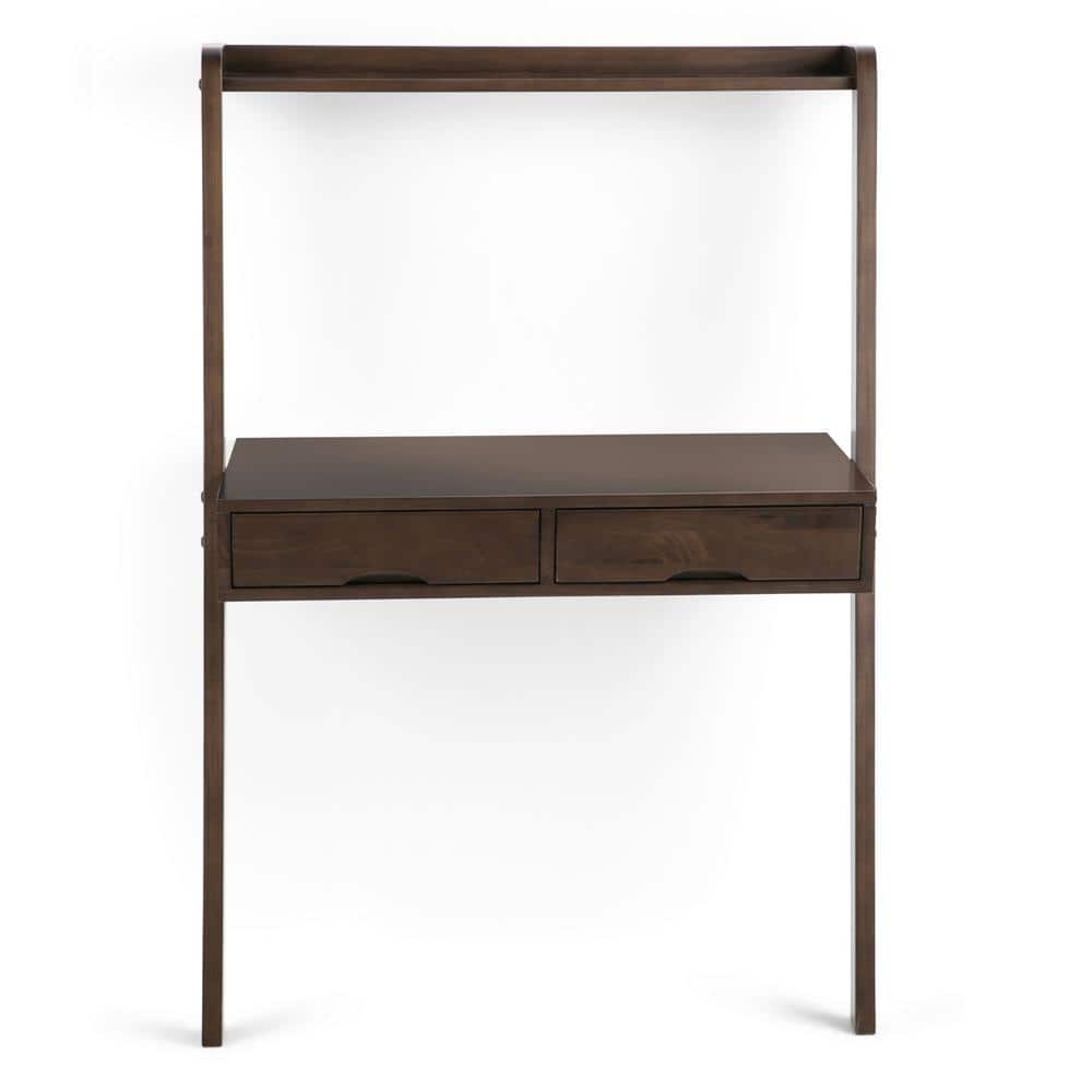 Aleck 36" Warm Walnut Brown Solid Wood Leaning Desk
