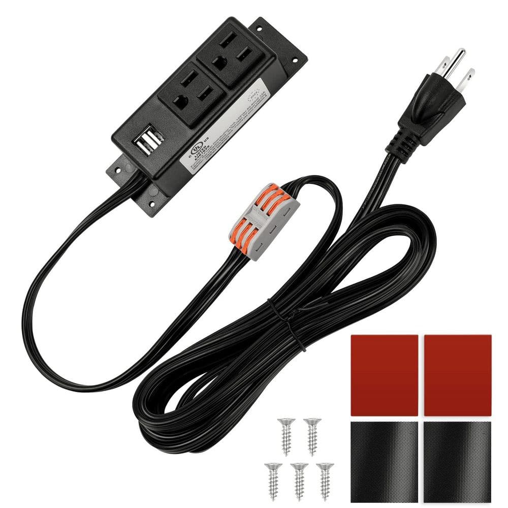 Gun Safe Power Outlet Strip with 2 USB Ports, 10 ft. Flat AC Cable with Removable 3-Prong Plugs for Cabinets, Closet price history on PriceWatchPro
