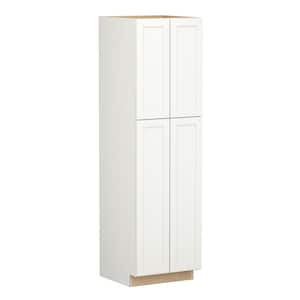 Shaker Full Overlay 24 in. W x 24 in. D x 84 in. H Plywood Assembled Utility Kitchen Cabinet in Linen White