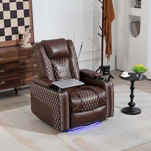 Luxury Zero Gravity Recliner with Smart Controls, Storage Compartments, and Adjustable Laptop/Tablet Trays - Brown