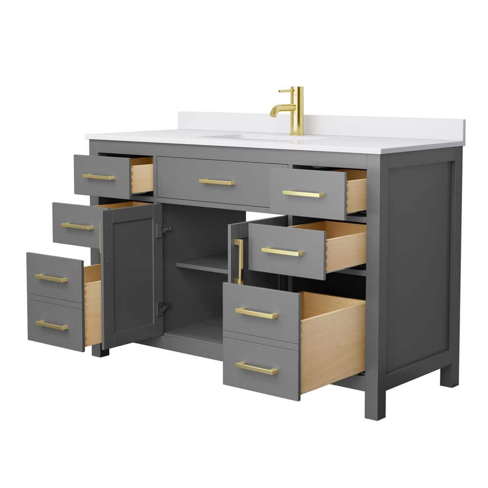 Beckett 54" Dark Gray Freestanding Single Bathroom Vanity with White Cultured Marble Top