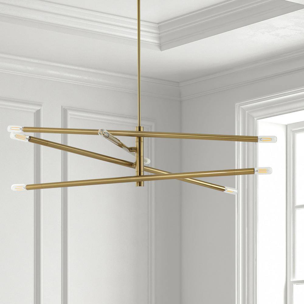 Aged Brass 8-Light Linear Indoor/Outdoor Pendant