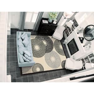 Graphic Illusions Parchment 2 ft. x 4 ft. Geometric Modern Kitchen Area Rug
