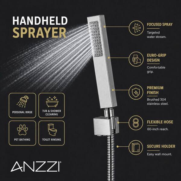 ANZZI VISOR Series 60 in. 4-Jetted Full Body Shower Panel System
