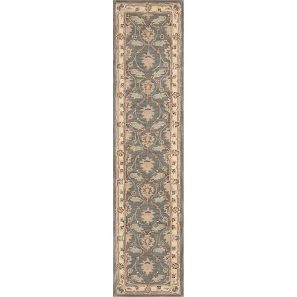Nourison India House Blue 2 ft. x 10 ft. Bordered Traditional Runner Area Rug