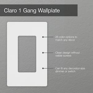 Claro 1 Gang Wall Plate for Decorator/Rocker Switches, Gloss, White (CW-1-WH-24PK) (24-Pack)